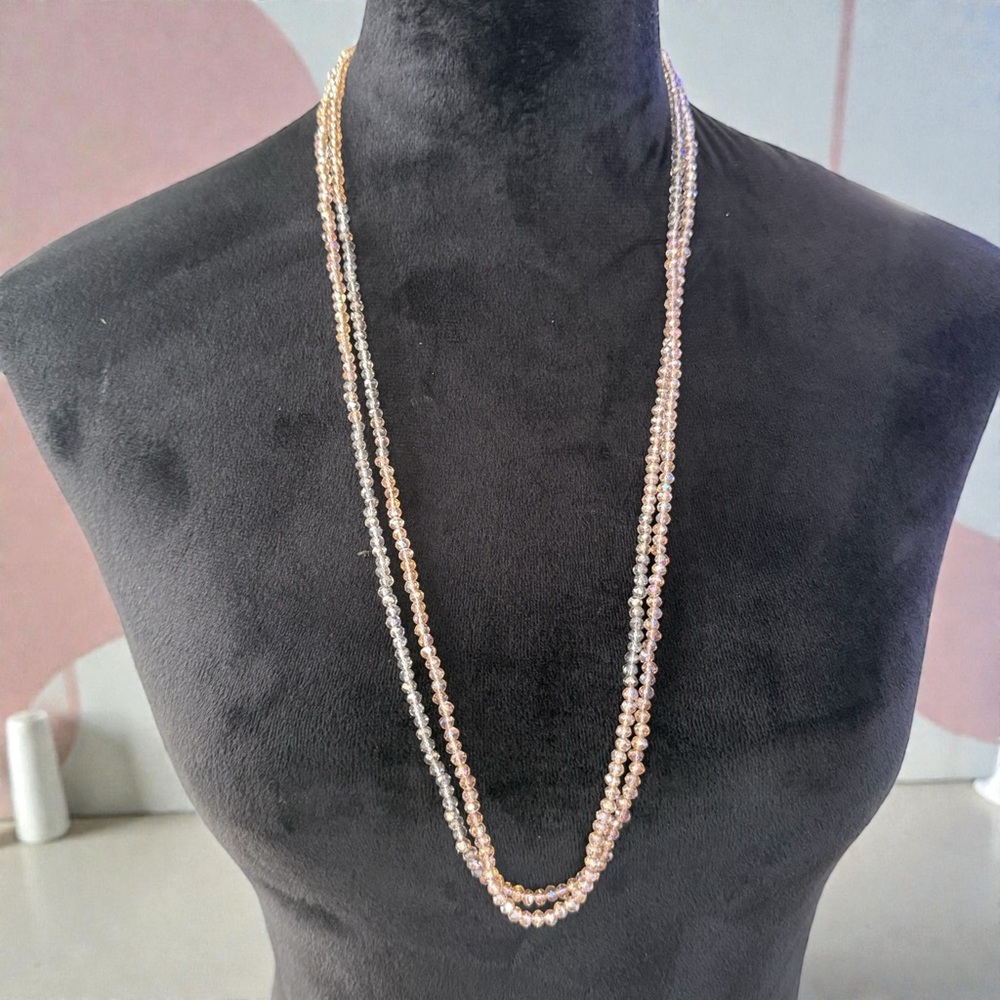 Elegant Rose and Silver Beaded Necklace
